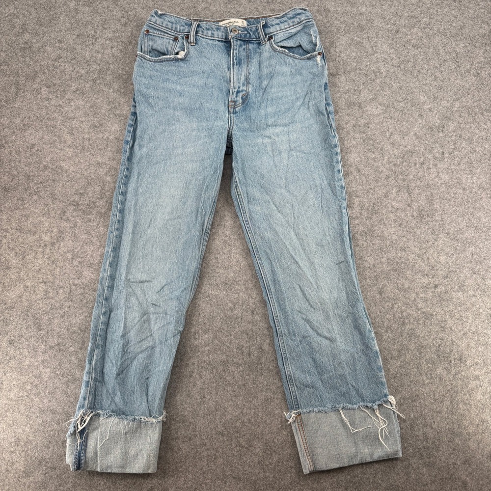 Y2K Abercrombie & Fitch Jeans Womens 27/4S The 90s Straight Light Wash Raw Hem